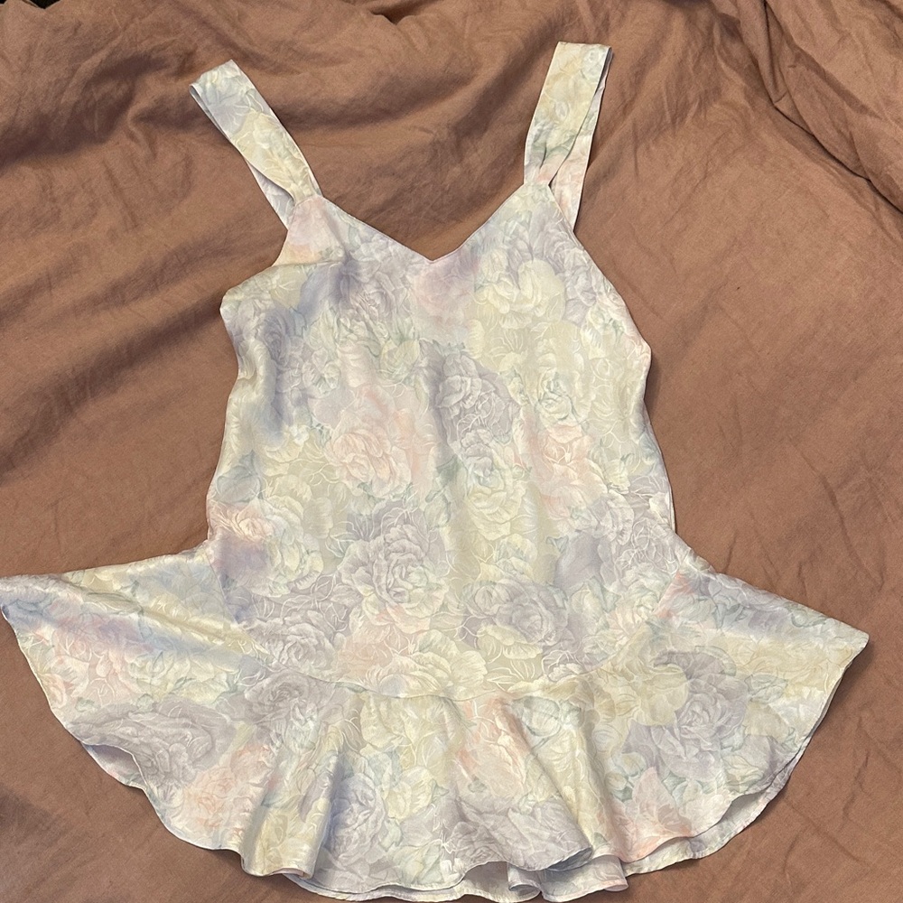 Vintage Floral Pastel Sleeveless Slip Dress Tunic